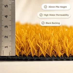 Golden Artificial Grass Turf 30mm Pile Height High Density Water Permeable Soft Outdoor Faux Lawn