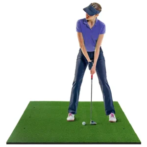 Golf Hitting Mat Artificial Grass Turf with Pre-Cut Tee Holes Heavy-Duty Rubber Base Indoor Outdoor Practice Training