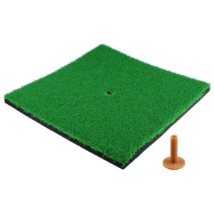 Golf Hitting Mat Artificial Grass Turf with Rubber Tee Compact Square Design Heavy-Duty Base Indoor Outdoor Practice Training