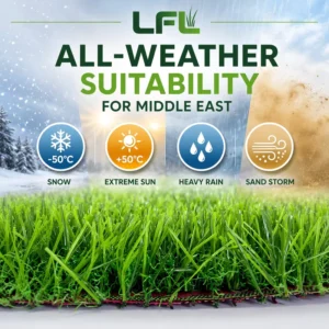 Green 3 Color Heat Resistant Garden Balcony Landscape Artificial Grass Turf Synthetic Grass for Middle East Commercial Projects