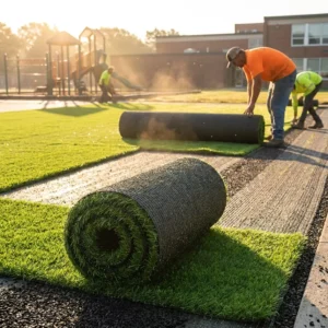 Green Artificial Lawn Carpet Coil, Eco-Friendly Durable Indoor Artificial Grass