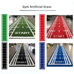 Gym Artificial Grass Turf Mats with Meter Markings for Sports Flooring, Black Green Red Blue