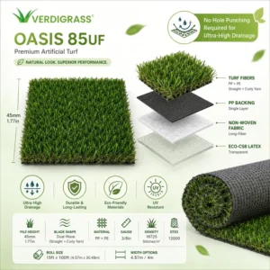 Heavy Duty 45mm Soft Eco-Friendly Artificial Grass for Public Walkways Pedestrian Areas Resilient Synthetic Lawn