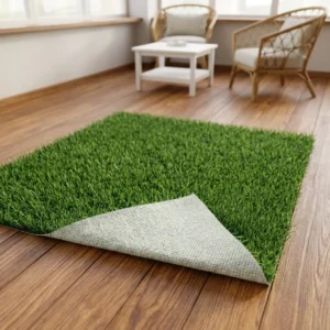 High-Density Artificial Turf Grass TPR Rubber Glue Backing Water Resistant Green White Indoor Use