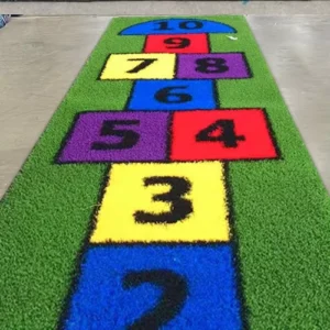 High-Density PP PE Artificial Turf Mat with Non-Slip Surface, Printed Markings and Numbers