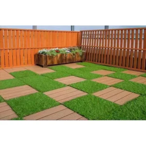 High Quality Durable Green Interlocking High Density Fireproof Eco-Friendly Artificial Grass Tiles 30x30cm for Backyard Garden