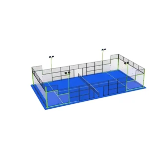 Hot Selling Panoramic Indoor and Outdoor Padel Tennis Court with Removable 20m*10m 200W LED Lights 12mm Tempered Glass