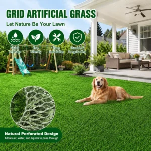 Hybrid Artificial Grass Woven Mesh Backing Mixed Real and Fake Turf for Garden High Drainage Grass Seed Growing Net Turf for Dog