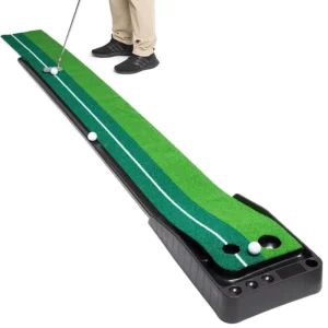 Indoor Golf Putting Green Dual-Tone Artificial Grass with Automatic Ball Return Foldable Practice Training Mat Home Office