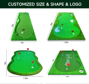 Indoor Outdoor Golf Putting Green Artificial Turf Mat Fire-Resistant PE EVA PP 1x3m 1.5x3m 2.5x3m or Custom Sizes