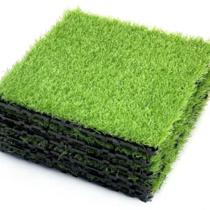 Interlocking Artificial Grass Tile Self-Draining Mat Patio Indoor Outdoor