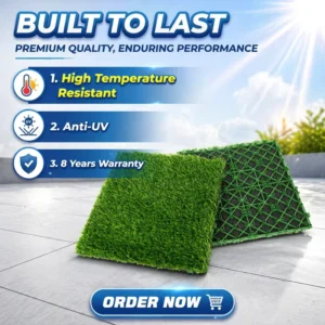 Interlocking Artificial Grass Turf 30mm Height Waterproof Anti-Slip UV Protection Outdoor Lawn Tile Home Use
