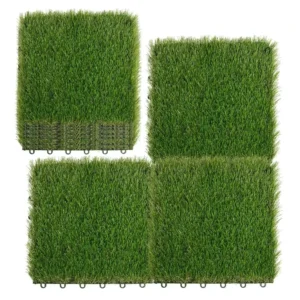 Interlocking Realistic DIY UV Resistant Artificial Grass Deck Tiles for Outdoor Balcony and Garden Landscaping