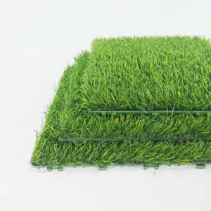 Interlocking Waterproof Artificial Grass Tile Mats for Outdoor DIY Use