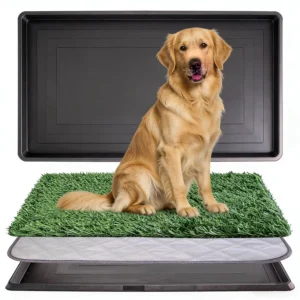 Large Plastic Dog Potty Tray with Dog Grass Pad for Outdoor Training