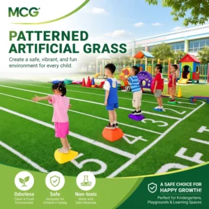 MCG Patterned Artificial Grass for Kindergarten Playground Non Toxic Odorless PE Safety Turf SGS CE Certified Custom Design