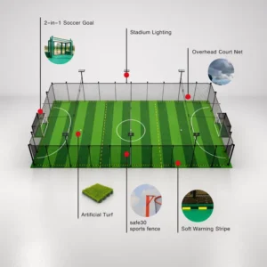 Manufacturer One stop Service Fully Equipped Customized Soccer Pitch Full Set Artificial Grass Futsal Court for Sports Venue