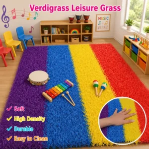 Multicolor Artificial Grass Turf Soft High Density Easy to Clean for Kindergartens