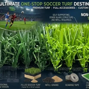 Non Infill Artificial Grass for Kindergarten Mini Football Fields Low Maintenance Turf Factory Direct