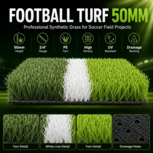OEM Football Artificial Grass Outdoor Soccer Turf for 5-a-Side and 11-a-Side Fields