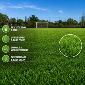 Outdoor Artificial Turf Roll Realistic Synthetic Grass Mat for Football Soccer Field