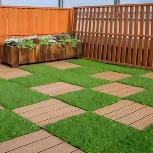 Outdoor Garden Artificial Grass Turf Mats Interlocking Floor Tiles 30mm Plastic Landscaping Waterproof