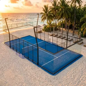 Outdoor Padel Court Zinc Rich Powder-Coated Mesh Galvanized Frame LED Lights for Club Park