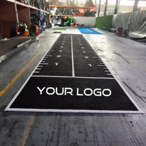 PE Artificial Grass Gym Turf for Sprint Tracks, Runways, Sled Tracks, and Fitness Training, 16 mm Black