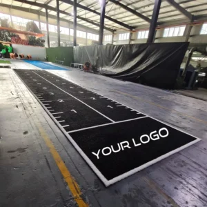 PE Material White Lines Color Design Custom Synthetic Turf Gym Flooring Sled Track Black Turf Artificial Grass for Gym with Logo