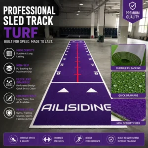 PU Backing Artificial Grass Turf for Gym Flooring Custom Logo Sled Track Fitness Turf Commercial Indoor Sports OEM