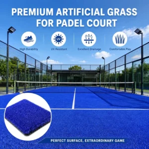 Padel Court Turf, 10mm/12mm High-Density Anti-UV Artificial Grass, Double PP Backcloth for Padel Tennis Courts