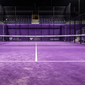Panoramic Outdoor Padel and Tennis Court with Steel and Tempered Glass Purple Artificial Grass 12mm