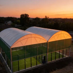 Panoramic Paddle Court 10X20m Standard Dimension with LED Lighting Artificial Turf Roof for Tennis Sports