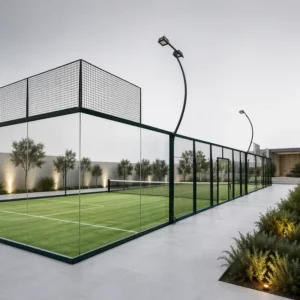 Panoramic Padel Court Double Indoor/Outdoor 20x10m Tempered Glass Steel Frame Kit Modular Installation