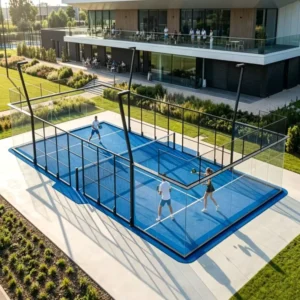 Panoramic Padel Court Galvanized Powder-Coated Frame Tempered Glass PE Turf LED Light for Club Gym