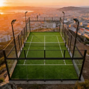 Panoramic Padel Court with Hot-Dip Galvanized Steel, 12mm Tempered Glass, and Artificial Turf for Indoor Outdoor Use CE