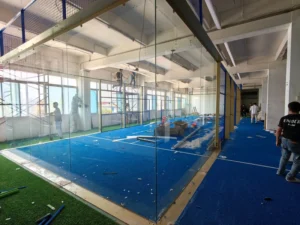 Panoramic Padel Court with Tempered Glass Steel Frame and Turf
