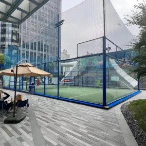 Panoramic Padel Courts Galvanized Steel Structure 12mm Artificial Turf Surface 200W LED Flood-Light Assembled Nanjing China