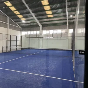 Panoramic Padel Tennis Court with Artificial Turf, Waterproof Galvanized Enclosure Framework, Indoor
