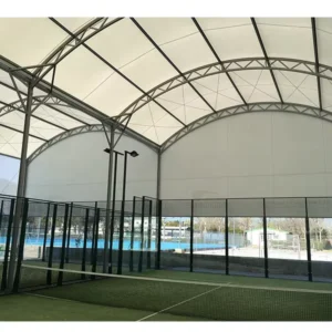 Panoramic Padel Tennis Court with Roof for All-Weather Use All-Weather Panoramic Padel Court Padel Court Roofed