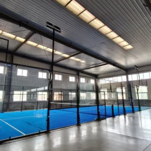Pedal Tennis Court 20 * 10 m with Galvanized Pipe Construction 12 mm Tempered Glass 12 mm Artificial Turf PP PU Backing