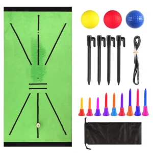 Portable Golf Hitting Mat with Alignment Guide Non-Slip Rubber Backing for Indoor Outdoor Training Practice