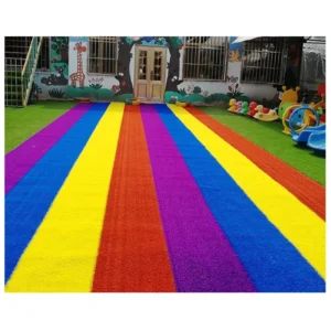 Rainbow Colorful Landscape Artificial Grass Turf Carpet 25mm 100% PE for Kindergartens Schools Playgrounds Running Tracks and Weddings