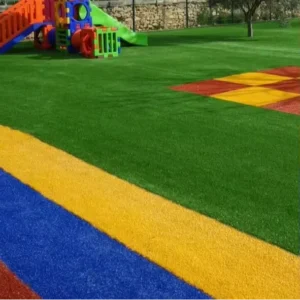 Rainbow Colorful Landscape Synthetic Grass Turf Carpet for Kindergarten School Playground Running Track Wedding
