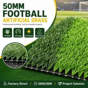 Football Artificial Grass UV-Resistant Commercial Soccer Pitch 50mm Stem Yarn Wear-Resistant Sports Flooring