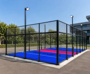 Spain Market Professional Padbol Court Manufacturer 10x6m Football Tennis Hybrid Field 12mm Tempered Glass Galvanized Steel