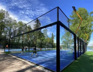 Super Panoramic Padel Tennis Court Outdoor Paddle Court Sports Field Galvanized Steel 12mm Tempered Glass Artificial Turf 200W