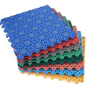TPE Elastic Interlocking Artificial Grass Tiles for Outdoor Basketball Sports Courts, Eco-Friendly, Fireproof