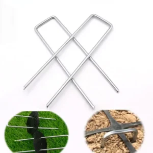 U Type Ground Staples Anti Weed Fabric Fixing U Nails Durable Green Coated Landscape Pins for Artificial Turf Lawn Outdoor Use