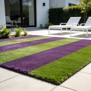 UV-Stabilized Knitted Striped Synthetic Lawn Turf for Commercial Landscaping